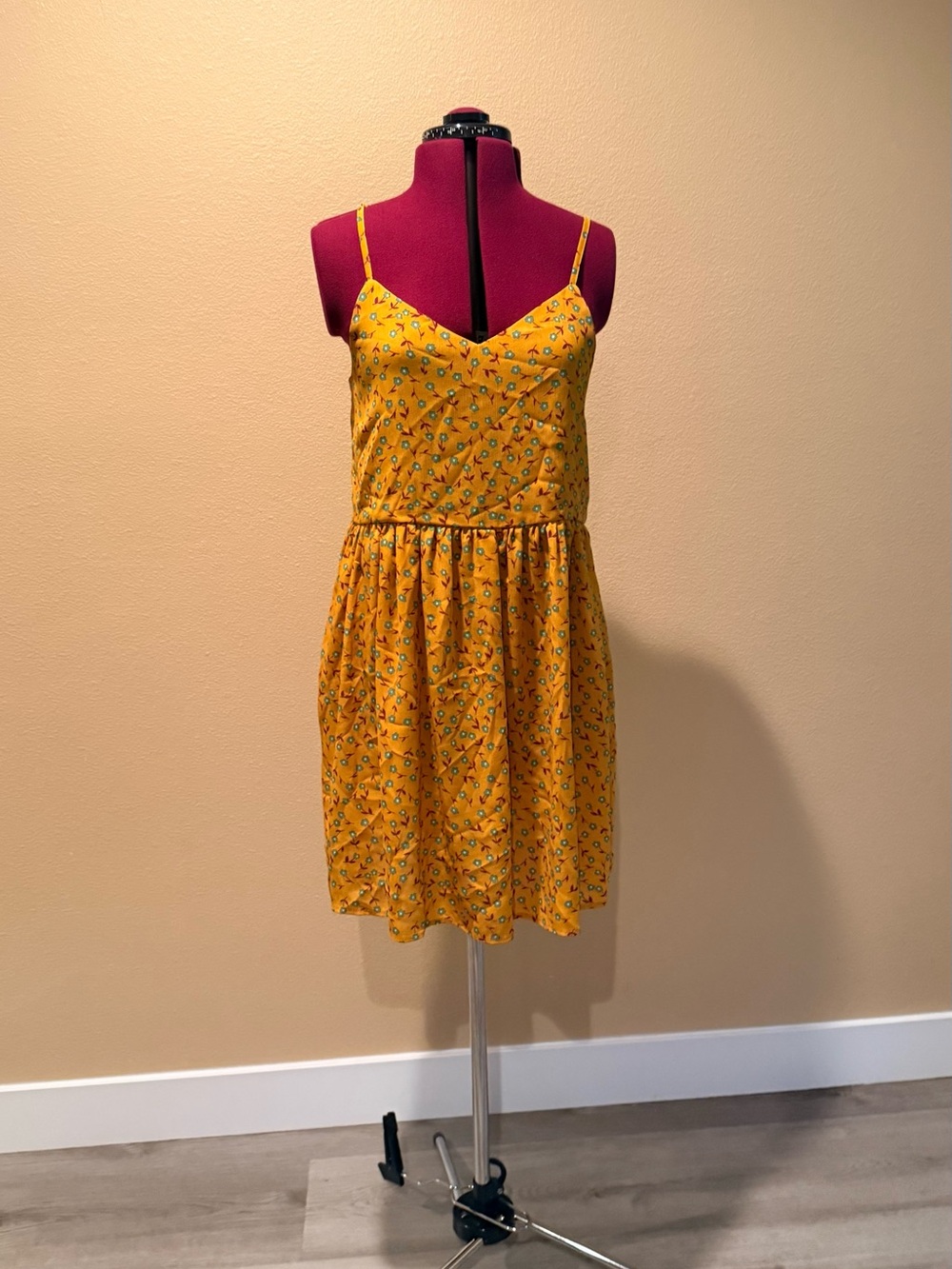 Yellow Floral Spaghetti-Strap Sundress